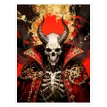 Horned Demon Skull Dark Fantasy Crimson Gold Canvas