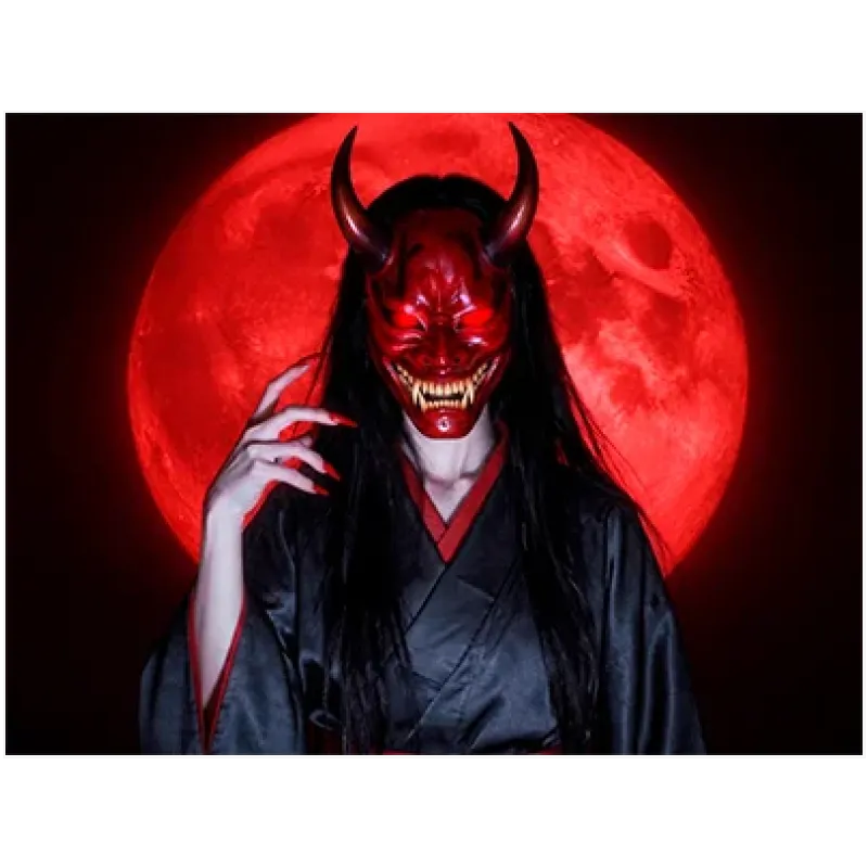Ιαπωνική Μάσκα Oni με Κόκκινο Φεγγάρι