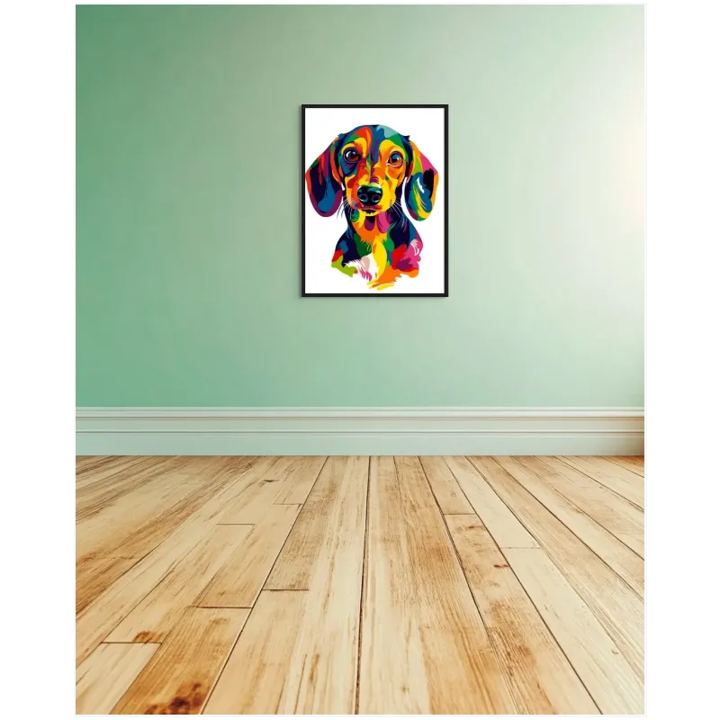 Πολύχρωμος Σκύλος Δάκσχουντ Pop Art Πίνακας