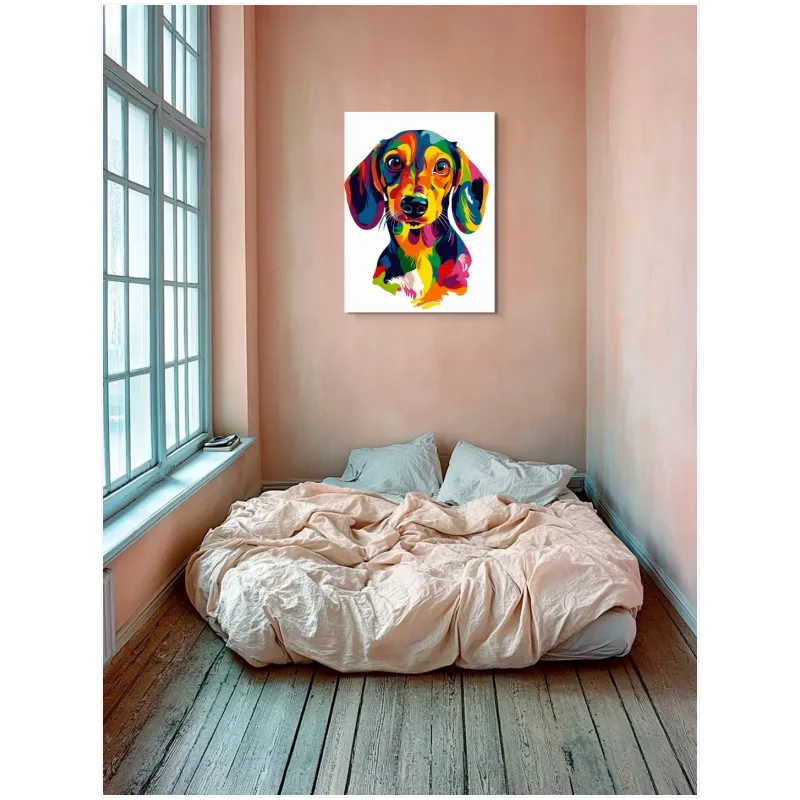 Πολύχρωμος Σκύλος Δάκσχουντ Pop Art Πίνακας