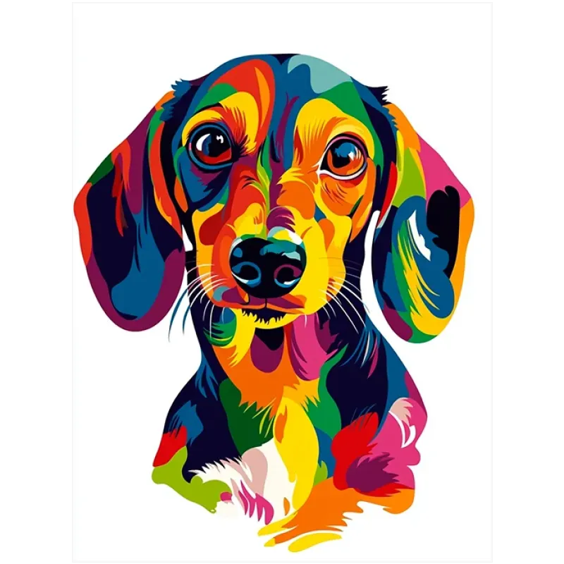 Πολύχρωμος Σκύλος Δάκσχουντ Pop Art Πίνακας