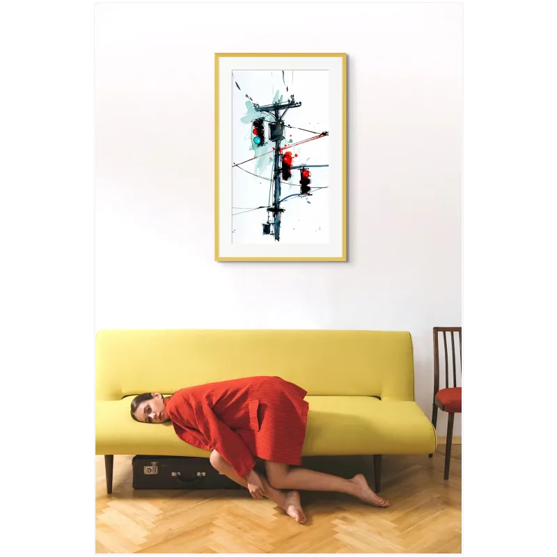 Αστικό Φανάρι Δρόμου Modern Watercolor Art