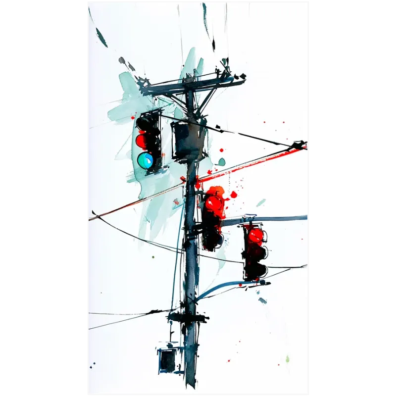 Αστικό Φανάρι Δρόμου Modern Watercolor Art