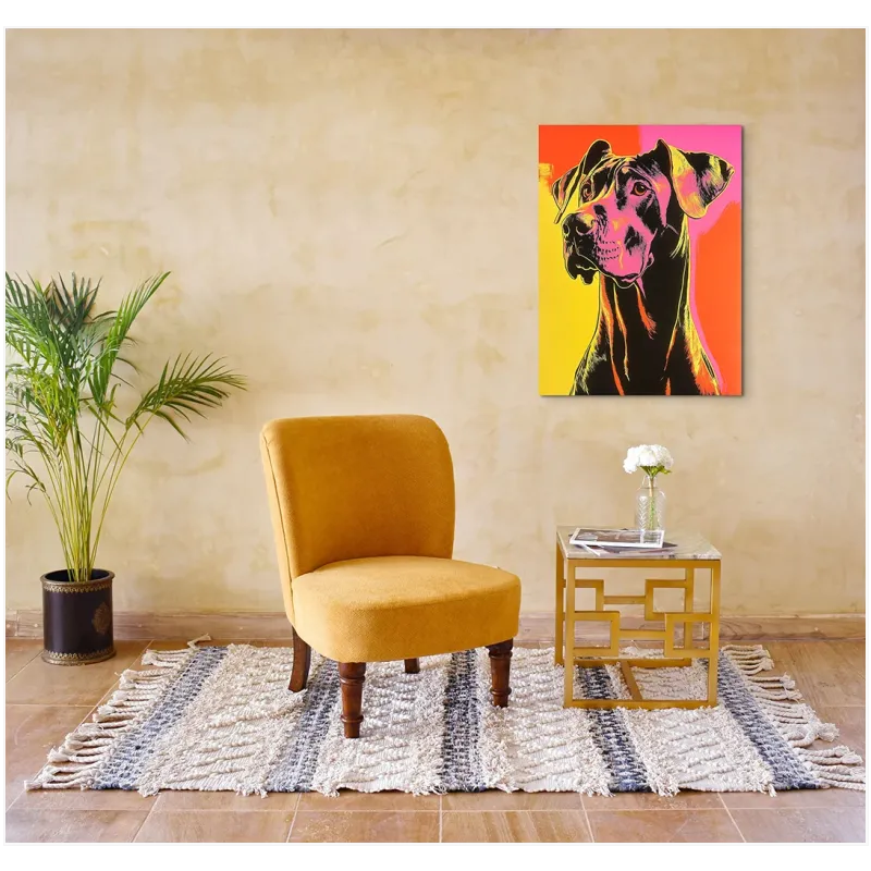 Πορτραίτο Σκύλου Pop Art Neon σε Ροζ Κίτρινο