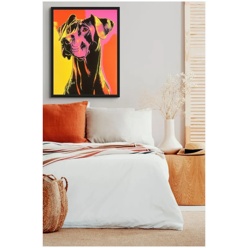 Πορτραίτο Σκύλου Pop Art Neon σε Ροζ Κίτρινο
