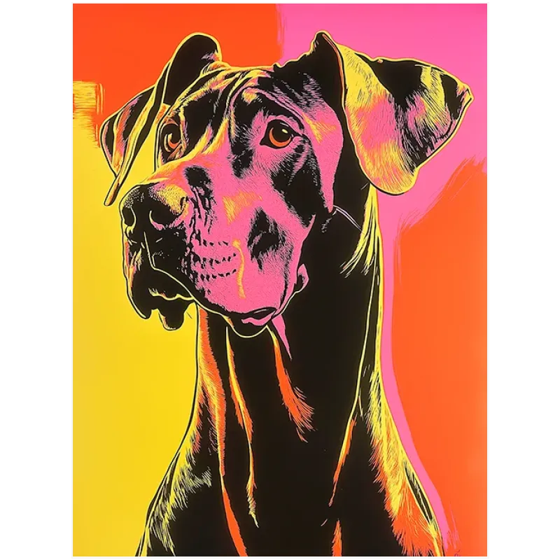 Πορτραίτο Σκύλου Pop Art Neon σε Ροζ Κίτρινο
