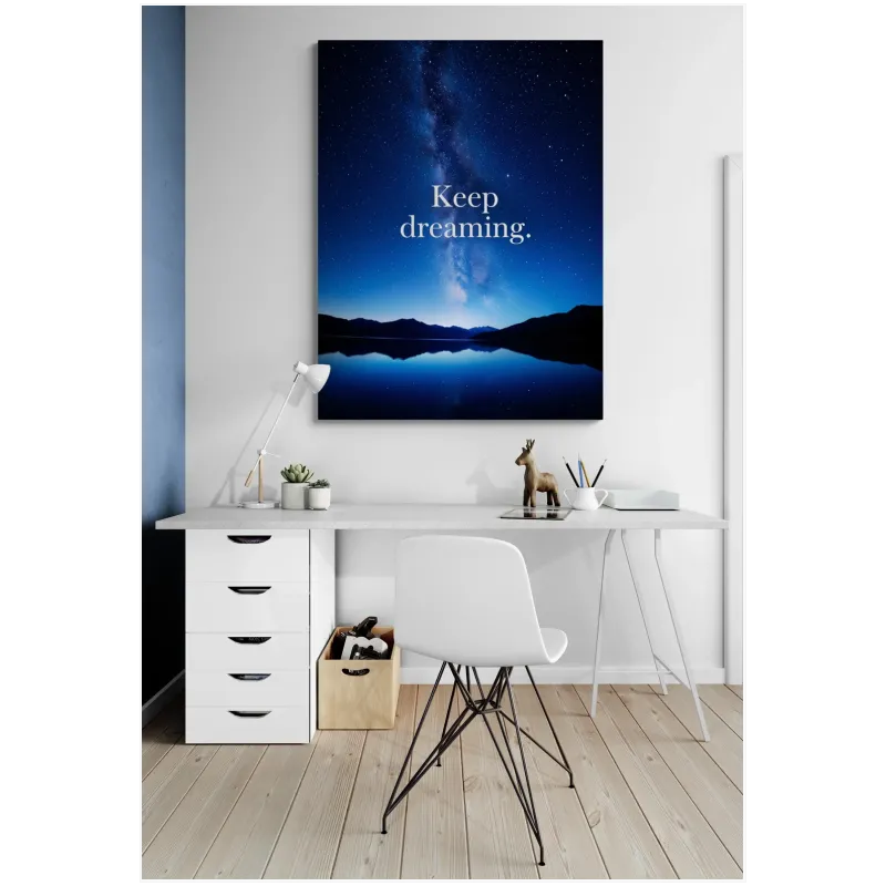 Starry Night Sky Keep Dreaming Typography Blue Canvas