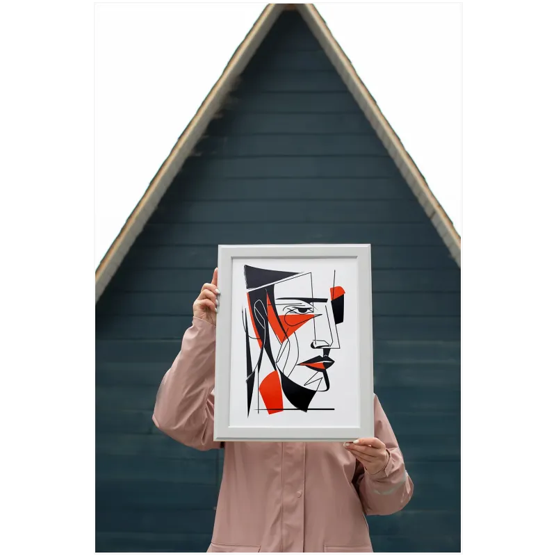 Αφηρημένο Γεωμετρικό Πορτραίτο Cubism Μαύρο Κόκκινο