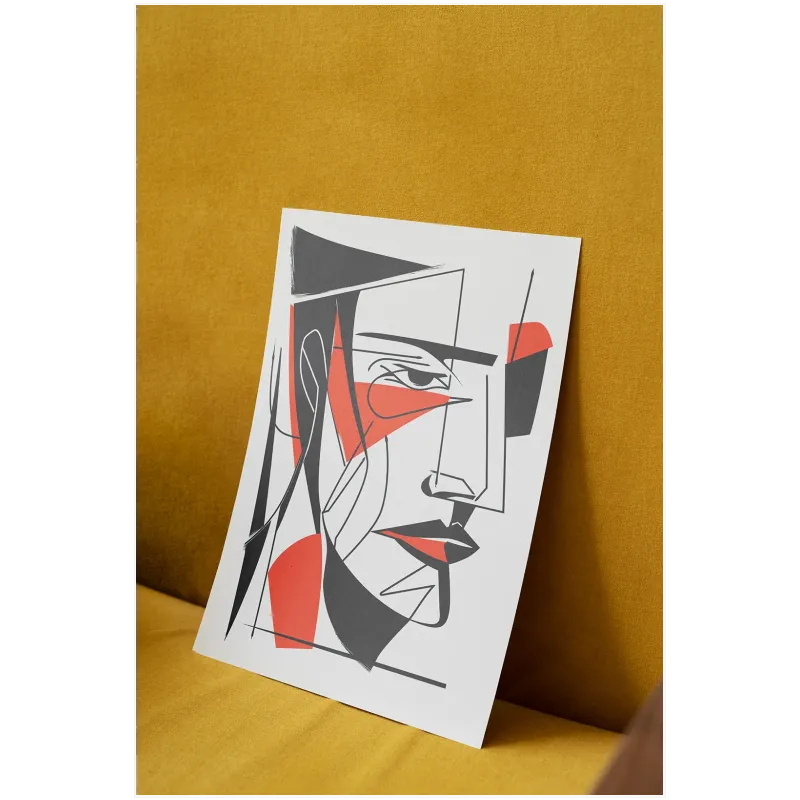 Αφηρημένο Γεωμετρικό Πορτραίτο Cubism Μαύρο Κόκκινο