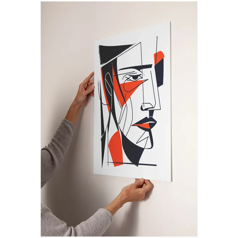 Αφηρημένο Γεωμετρικό Πορτραίτο Cubism Μαύρο Κόκκινο