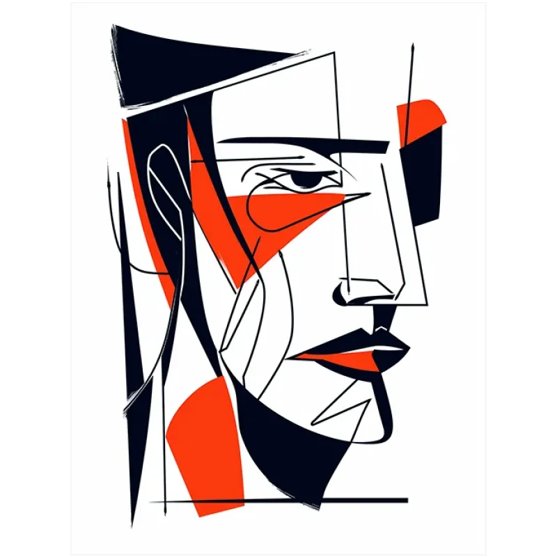 Αφηρημένο Γεωμετρικό Πορτραίτο Cubism Μαύρο Κόκκινο