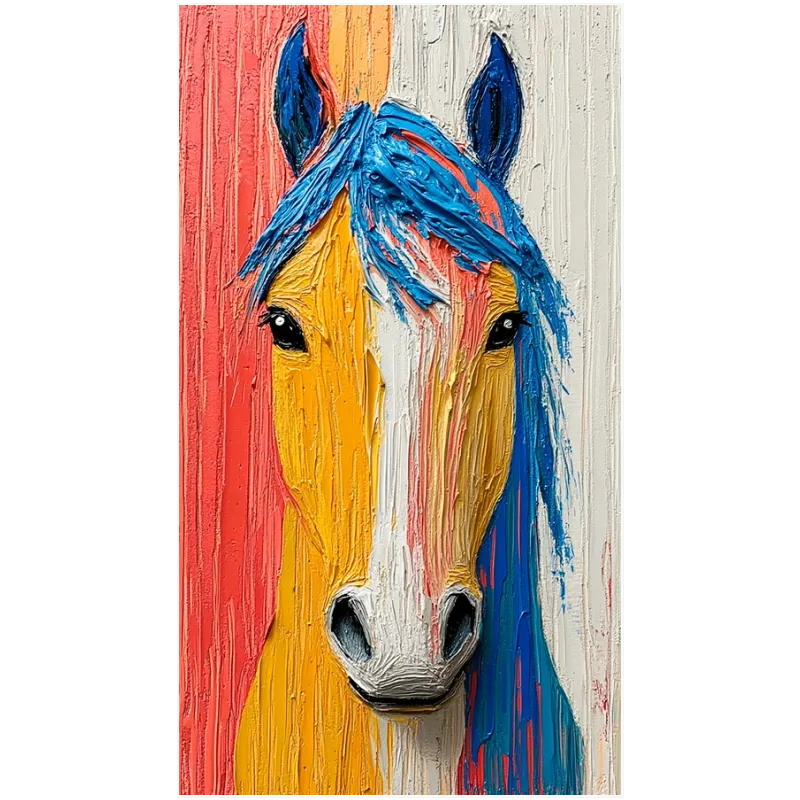 Modern Oil Painting Horse Colorful Abstract Portrait Canvas