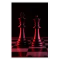 Chess Pieces King and Queen Dramatic Red Lighting