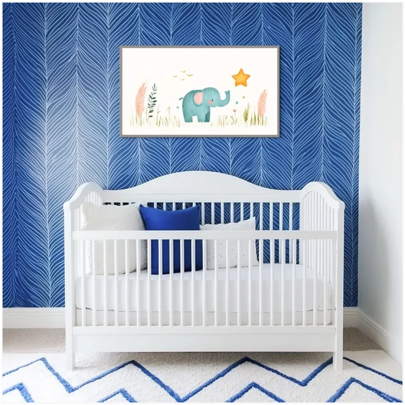 Little Elephant with Star Nursery Canvas
