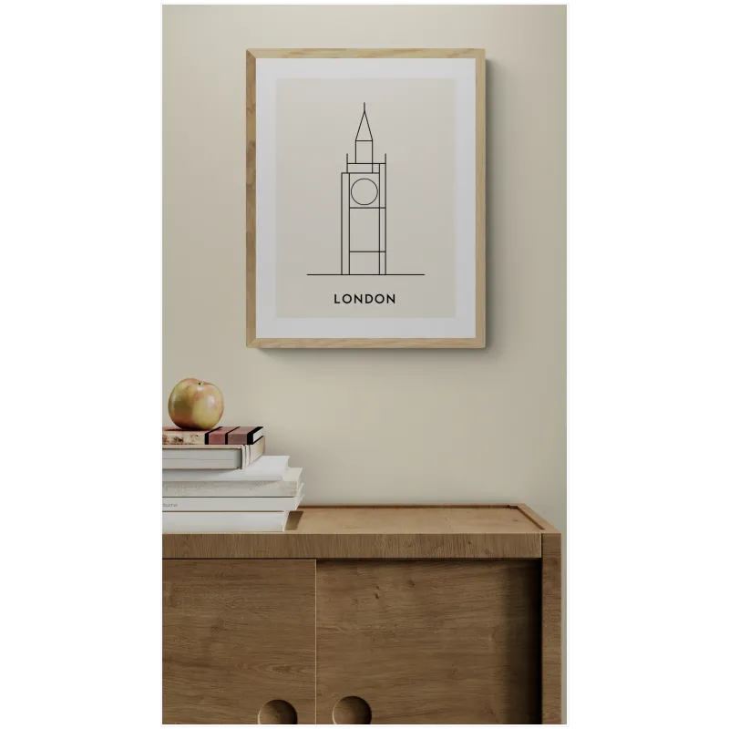 Πίνακας σε Καμβά Big Ben Λονδίνο Μινιμαλιστικό Γραμμικό Σχέδιο