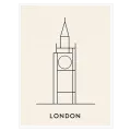 Πίνακας σε Καμβά Big Ben Λονδίνο Μινιμαλιστικό Γραμμικό Σχέδιο