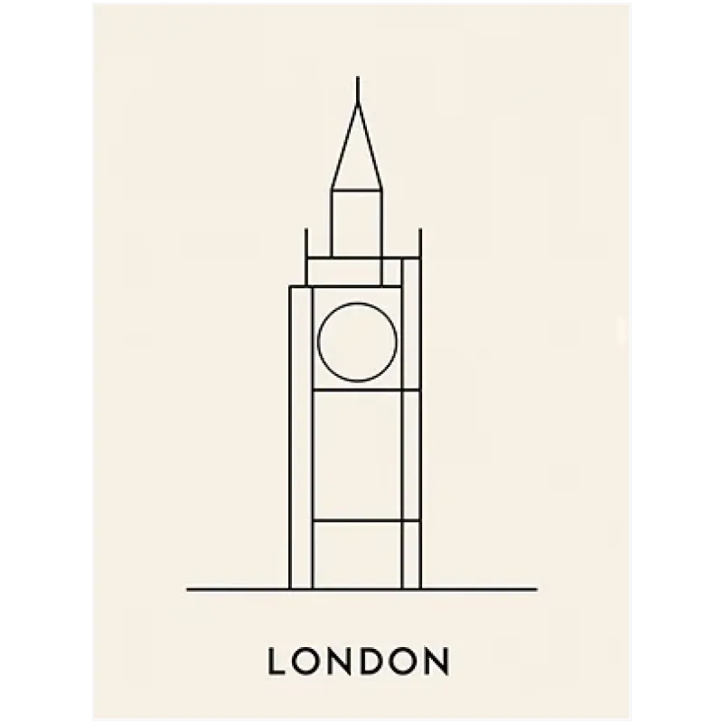 Πίνακας σε Καμβά Big Ben Λονδίνο Μινιμαλιστικό Γραμμικό Σχέδιο