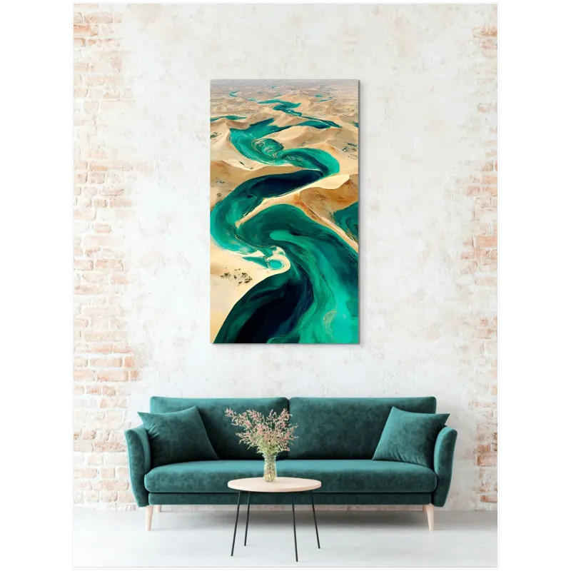 Winding Turquoise River Desert Oasis Landscape