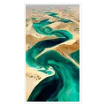 Winding Turquoise River Desert Oasis Landscape