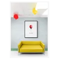 Red Balloon Watercolor Minimal Let It Go Art