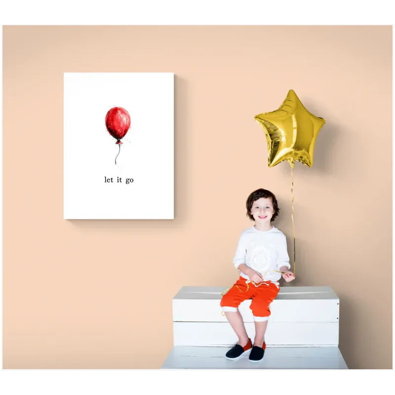 Red Balloon Watercolor Minimal Let It Go Art
