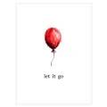 Red Balloon Watercolor Minimal Let It Go Art