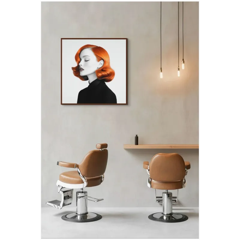 Modern Female Portrait with Orange Waves