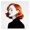 Modern Female Portrait with Orange Waves