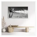 Woman with Sunglasses blowing Smoke Black and White Portrait