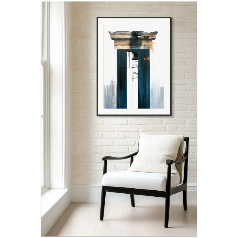 Ancient Column Abstract Composition Blue and Gold