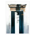 Ancient Column Abstract Composition Blue and Gold