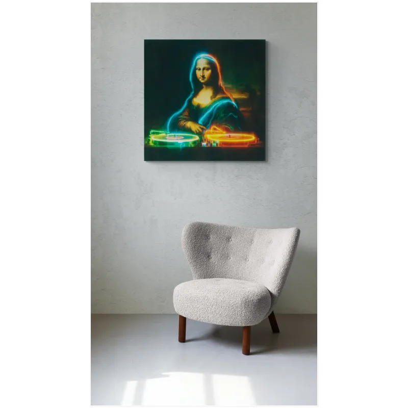 Πορτραίτο Μόνα Λίζα DJ Μοντέρνος Πίνακας Pop Art Νέον