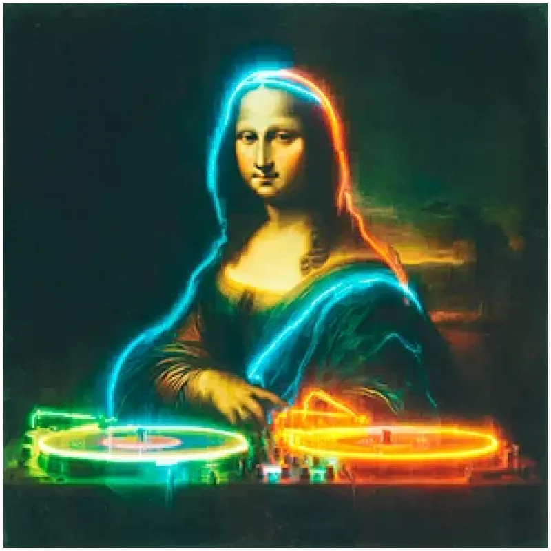 Πορτραίτο Μόνα Λίζα DJ Μοντέρνος Πίνακας Pop Art Νέον