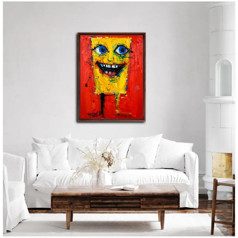 Αφηρημένο Πορτραίτο Σπόντζου Pop Art Κίτρινο Κόκκινο
