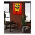 Αφηρημένο Πορτραίτο Σπόντζου Pop Art Κίτρινο Κόκκινο