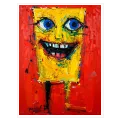 Αφηρημένο Πορτραίτο Σπόντζου Pop Art Κίτρινο Κόκκινο
