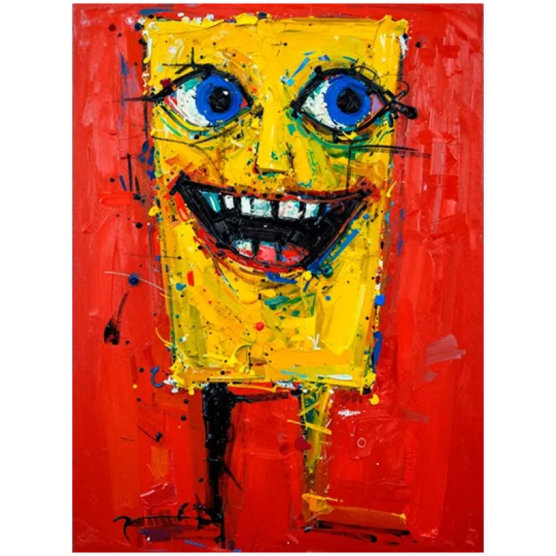 Αφηρημένο Πορτραίτο Σπόντζου Pop Art Κίτρινο Κόκκινο