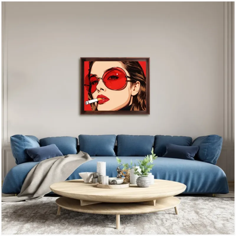 Πορτραίτο Γυναίκας Pop Art με Κόκκινα Γυαλιά Ηλίου