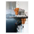 Αρχαίος Ελληνικός Ναός Αφηρημένη Αρχιτεκτονική Μπλε Πορτοκαλί