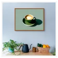 Φλιτζάνι Καφέ Latte Art Ζεστή Ατμόσφαιρα Πράσινο