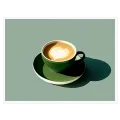 Φλιτζάνι Καφέ Latte Art Ζεστή Ατμόσφαιρα Πράσινο