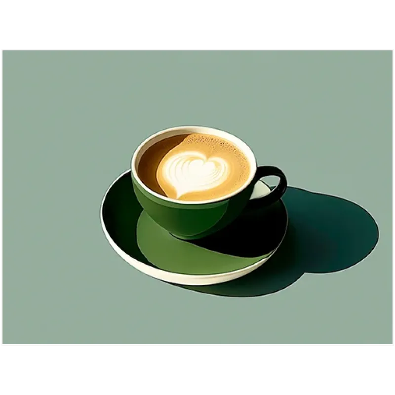 Φλιτζάνι Καφέ Latte Art Ζεστή Ατμόσφαιρα Πράσινο
