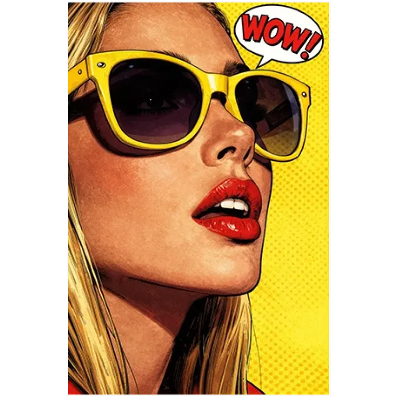 Γυναίκα Pop Art με Γυαλιά Ηλίου Κίτρινο