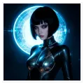 Φουτουριστικό Πορτραίτο Γυναίκας Cyberpunk Μπλε Neon