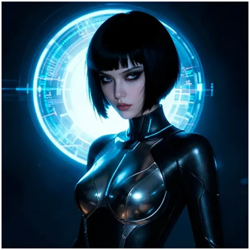 Φουτουριστικό Πορτραίτο Γυναίκας Cyberpunk Μπλε Neon