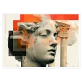 Κλασικό Άγαλμα με Αφηρημένες Πορτοκαλί Λεπτομέρειες
