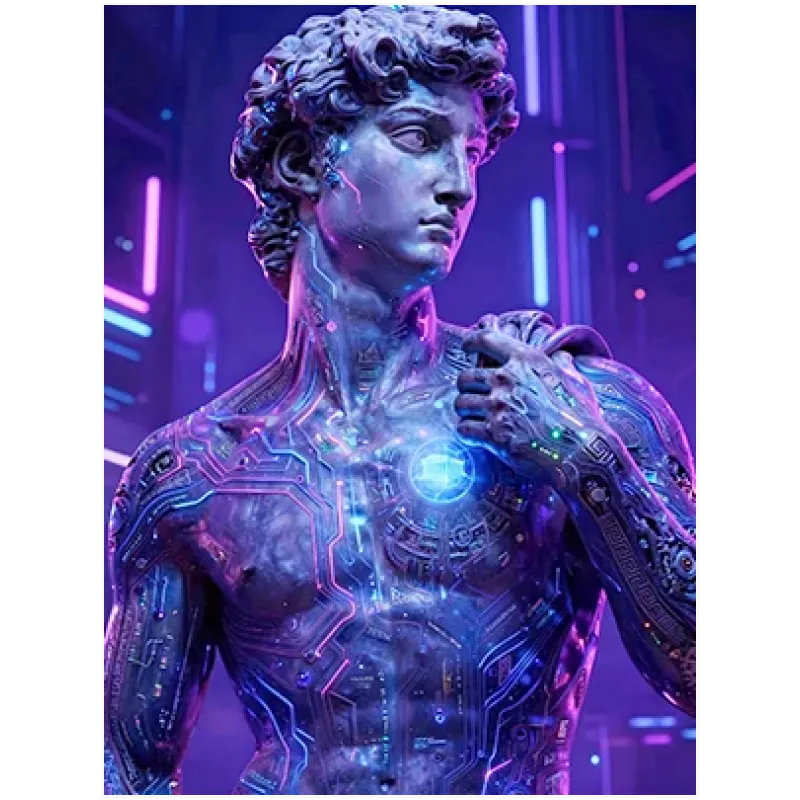 Άγαλμα του Δαυίδ σε Cyberpunk Neon Στυλ