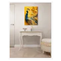 Majestic Peacock Oil Painting in Gold and Blue