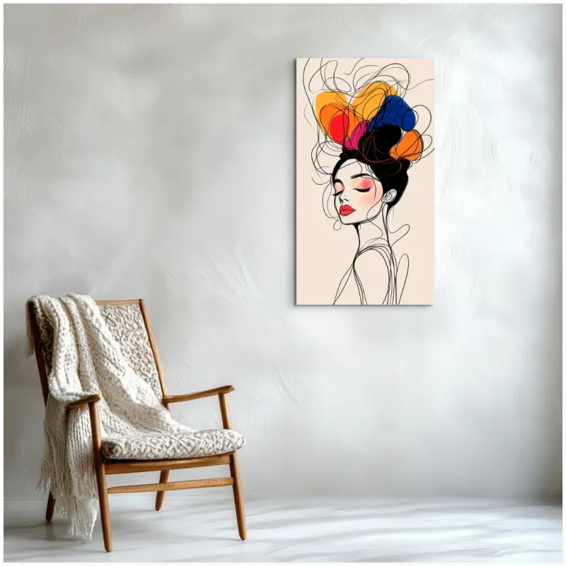 Αφαιρετικό Γυναικείο Πορτραίτο Μοντέρνα Γραμμική Τέχνη
