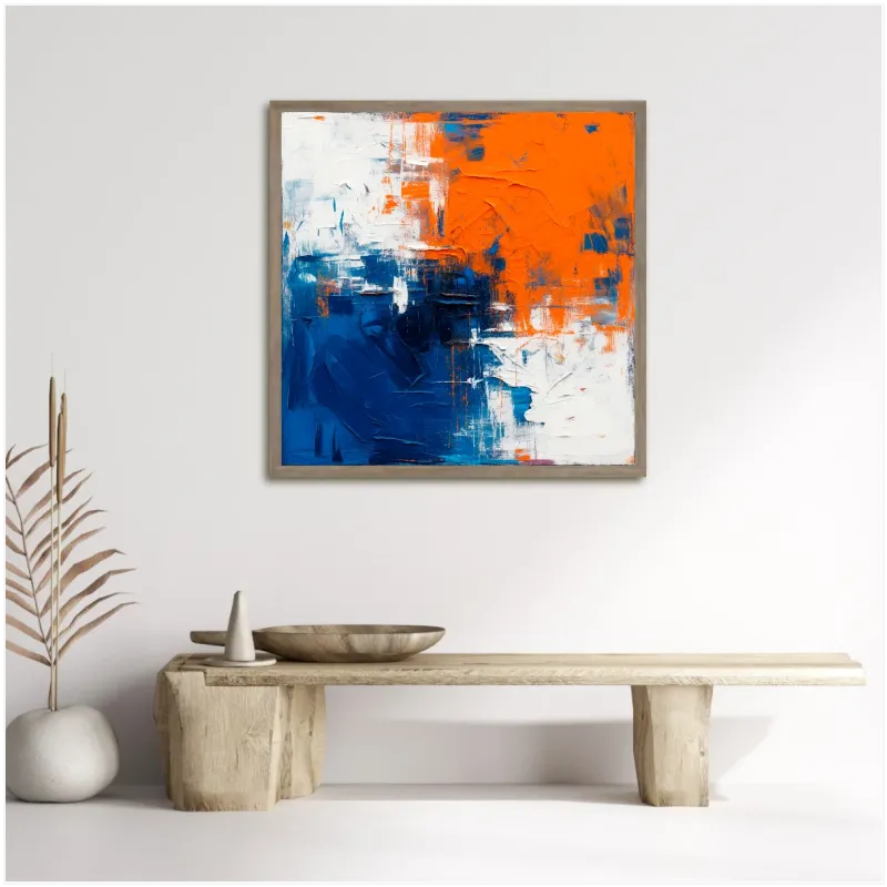 Abstract Composition Modern Art Blue Orange White